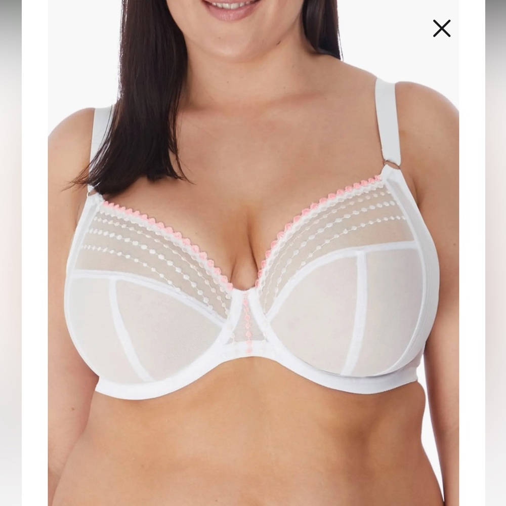 Elomi Matilda Elegant White and Pink Embroidered Bra